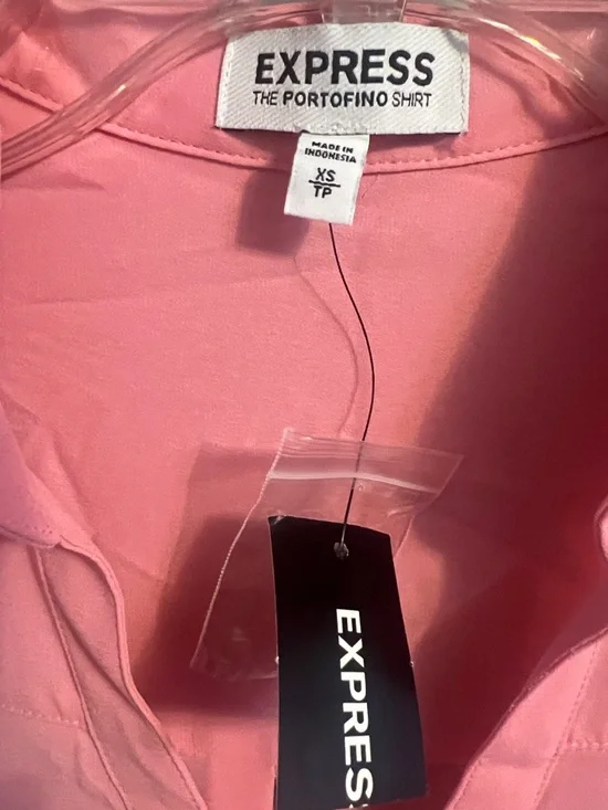 EXPRESS Bubble Gum Pink Portofino Button-Down Shirt - Picture 2 of 4